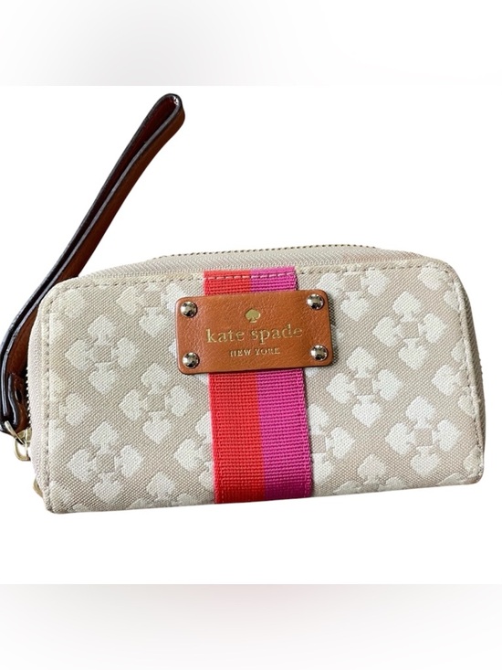 kate spade Handbags - Kate Spade Beige and White Wristlet Wallet EUC